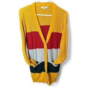 Oversized Striped Sweater Cardigan | Size M 🍁